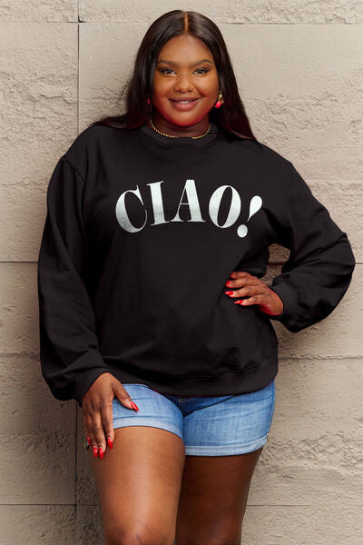 Simply Love CIAO！Round Neck Sweatshirt