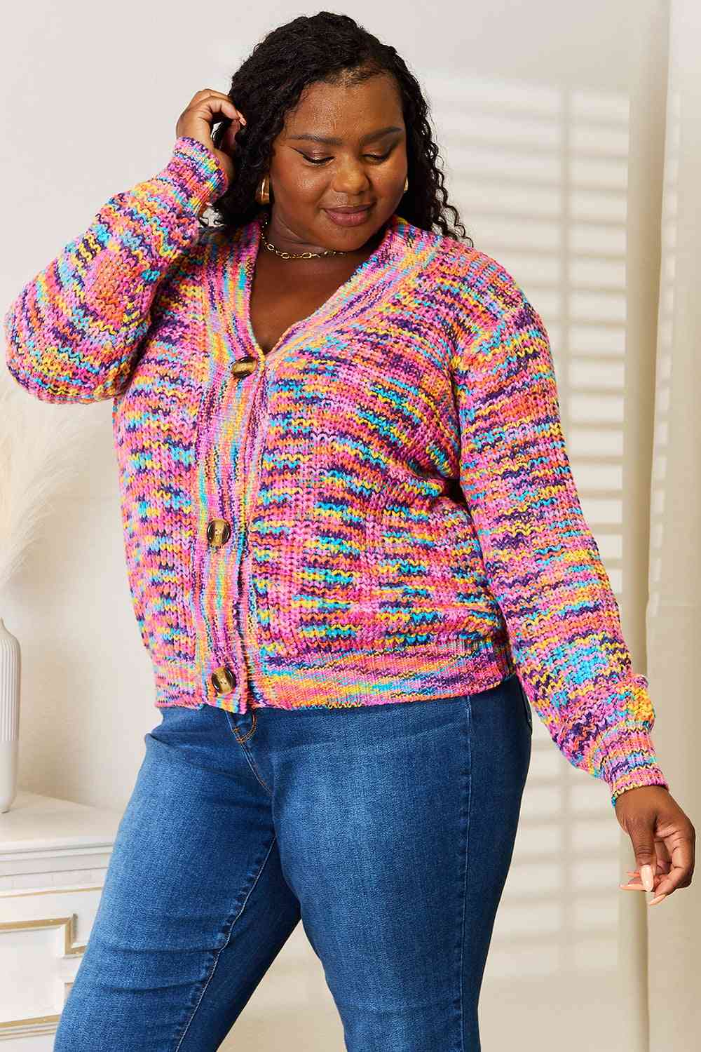 Rainbow Vibes Woven Long Sleeve Cardigan - RTS