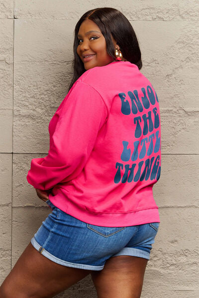 Simply Love ENJOY THE LITTLE THINGS Round Neck Sweatshirt