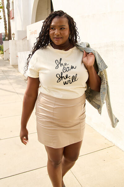 Simply Love SHE CAN SHE WILL Short Sleeve Graphic T-Shirt