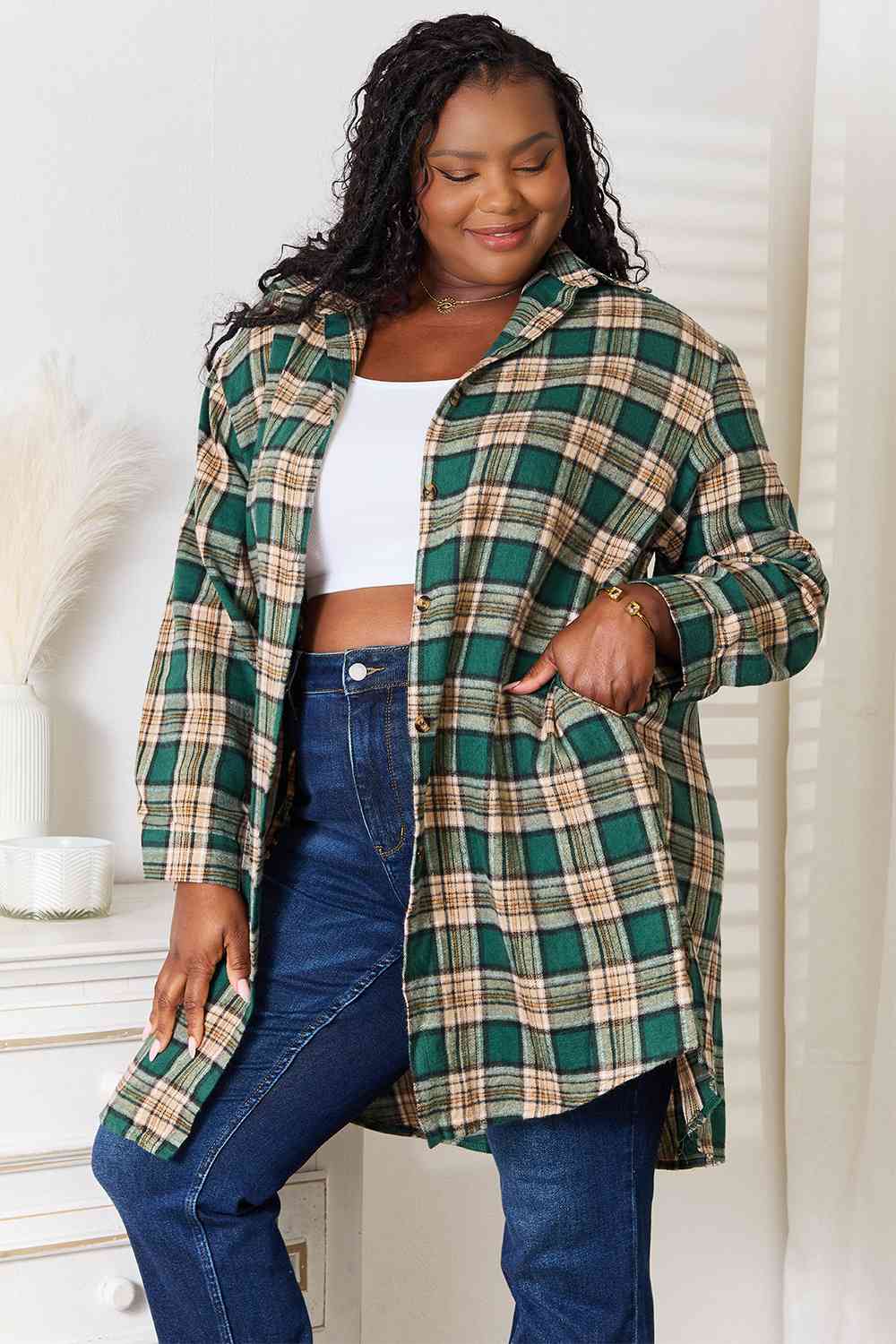 JackOLantern Plaid Collared Neck Long Sleeve Shirt