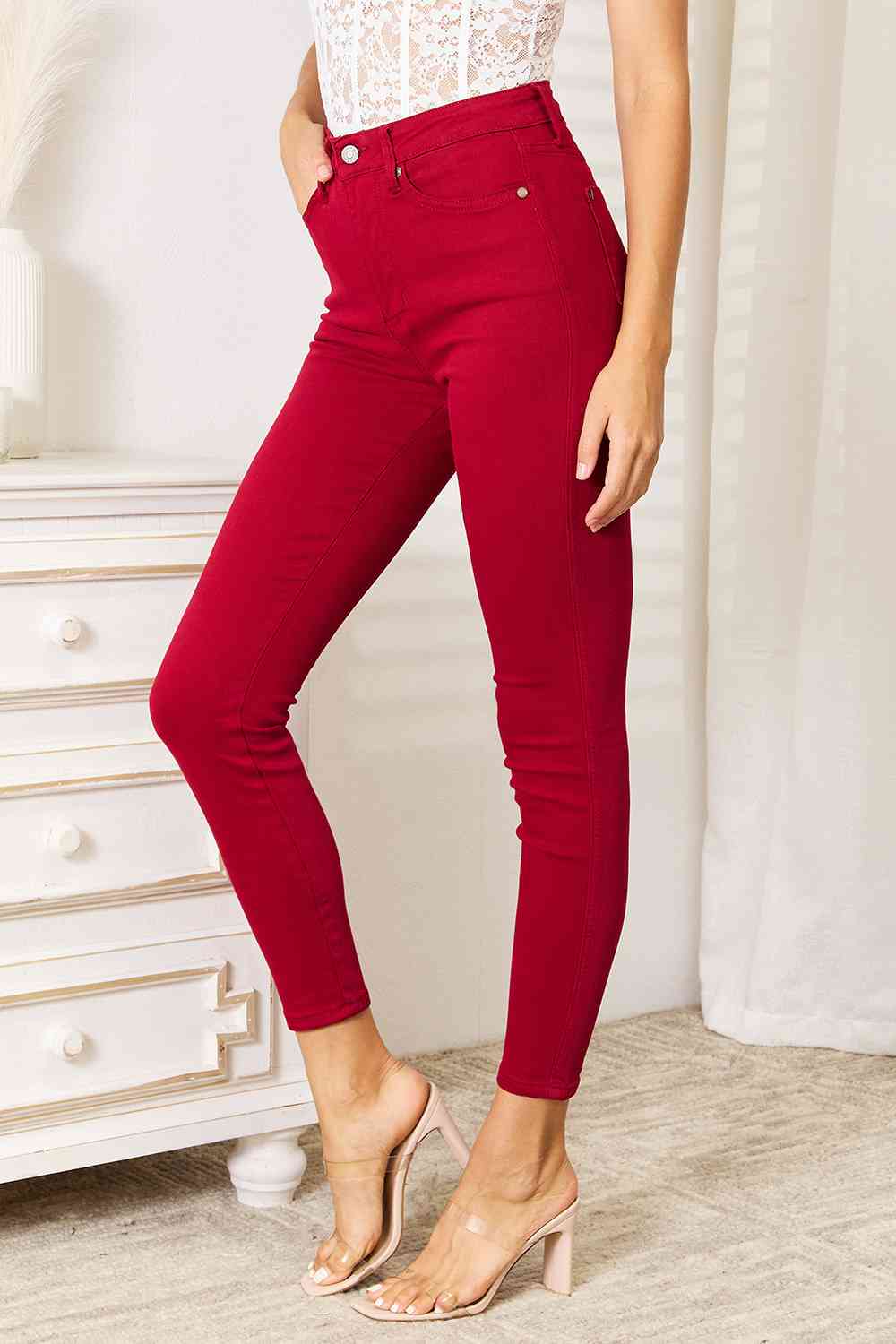 Judy Blue Red High Waist Tummy Control Skinny Jeans