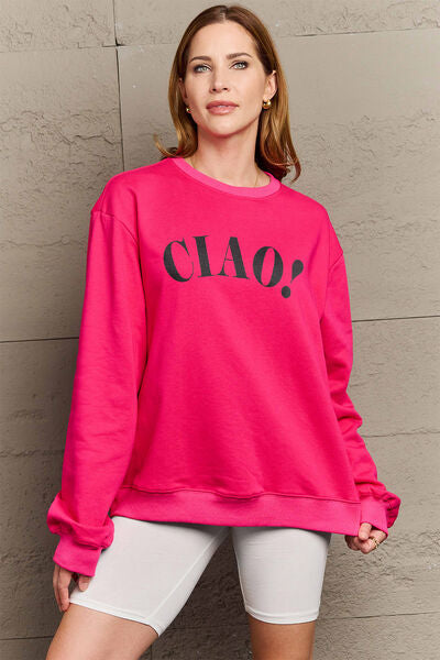 Simply Love CIAO！Round Neck Sweatshirt