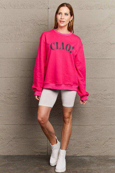 Simply Love CIAO！Round Neck Sweatshirt