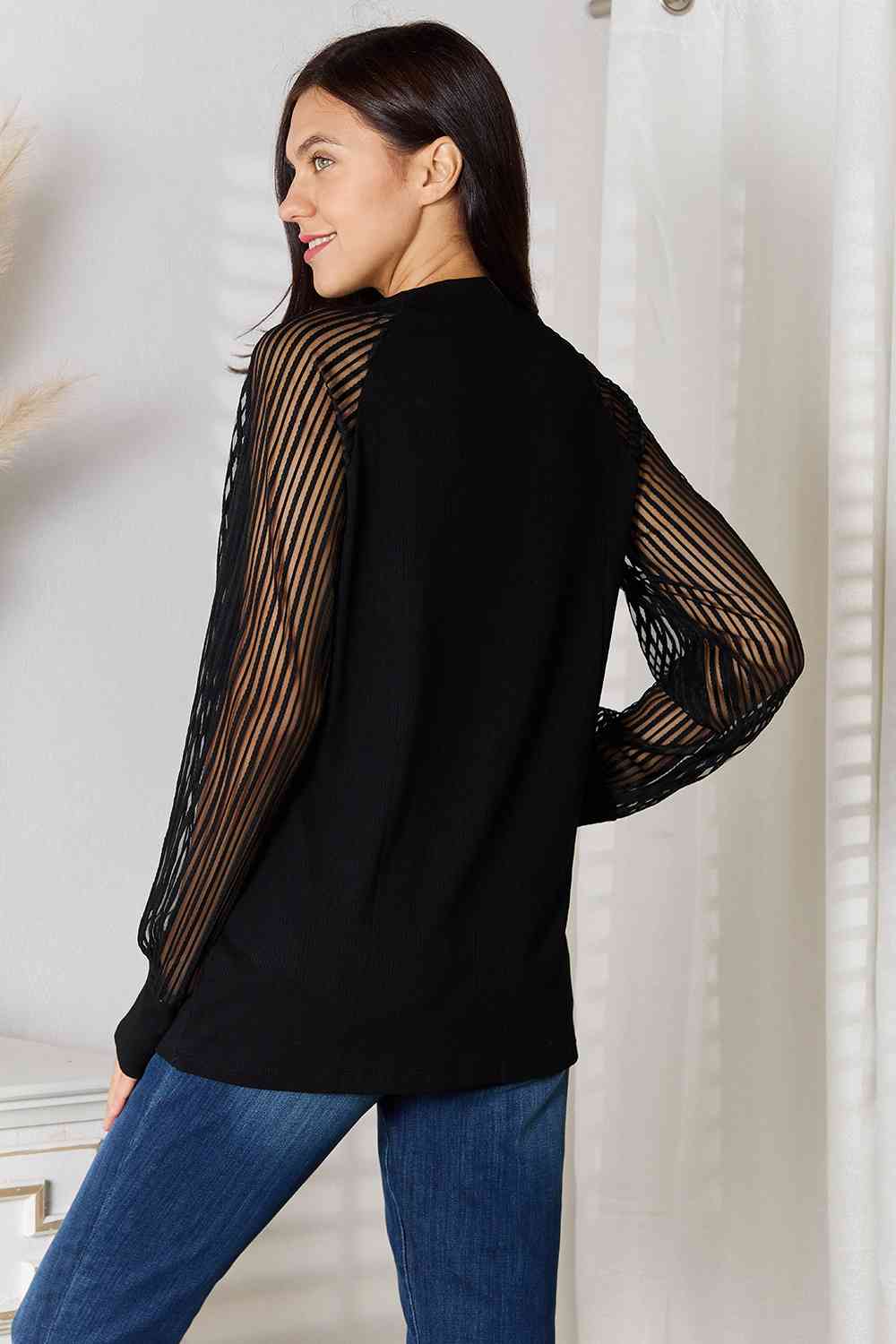 Adore You Sheer Sleeve Blouse