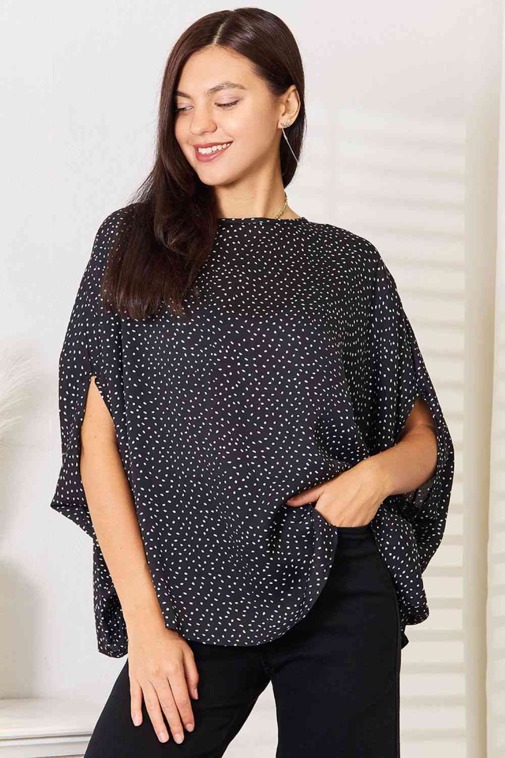 Designer Bound Dolman Sleeve Round Neck Blouse - RTS