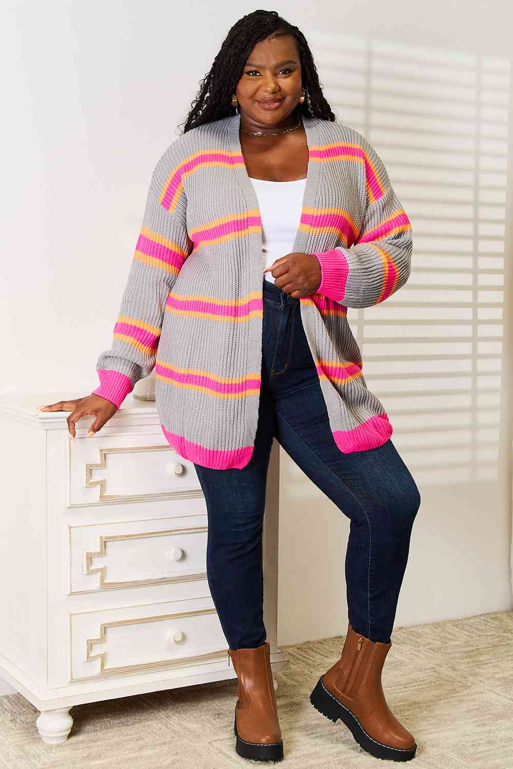 Colorpop Ribbed Long Sleeve Cardigan - RTS