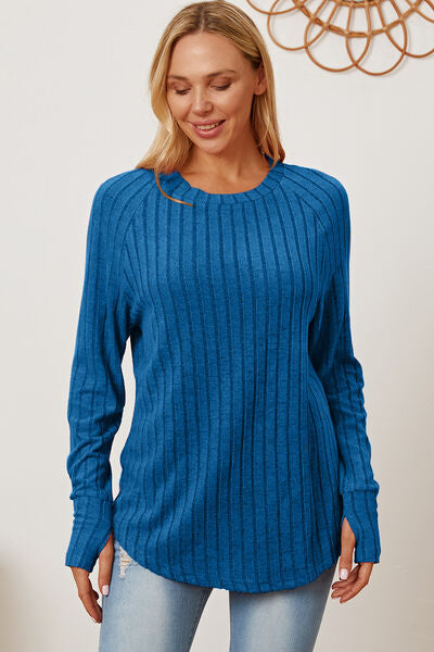 Basic Babe Full Size Ribbed Thumbhole Sleeve T-Shirt