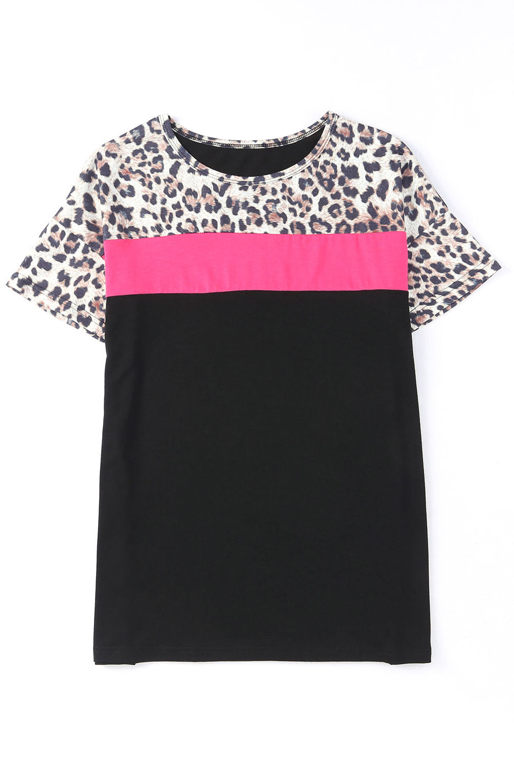 Leopard Color Block Short Sleeve Tee