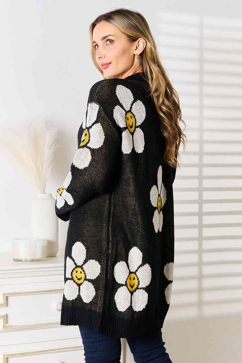 Flower Power Button Down Longline Cardigan - RTS