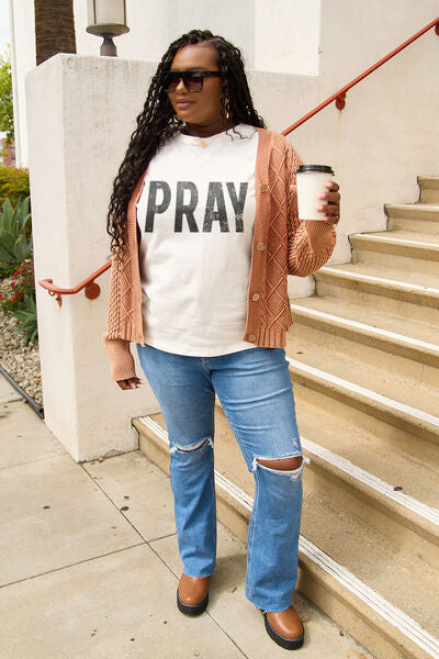 Simply Love PRAY Round Neck Graphic T-Shirt