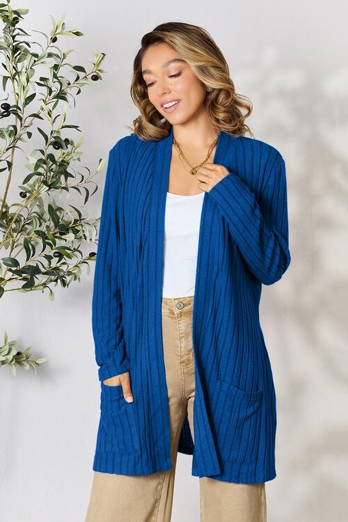 Basic Babe It has Pockets Ribbed Open Front Cardigan