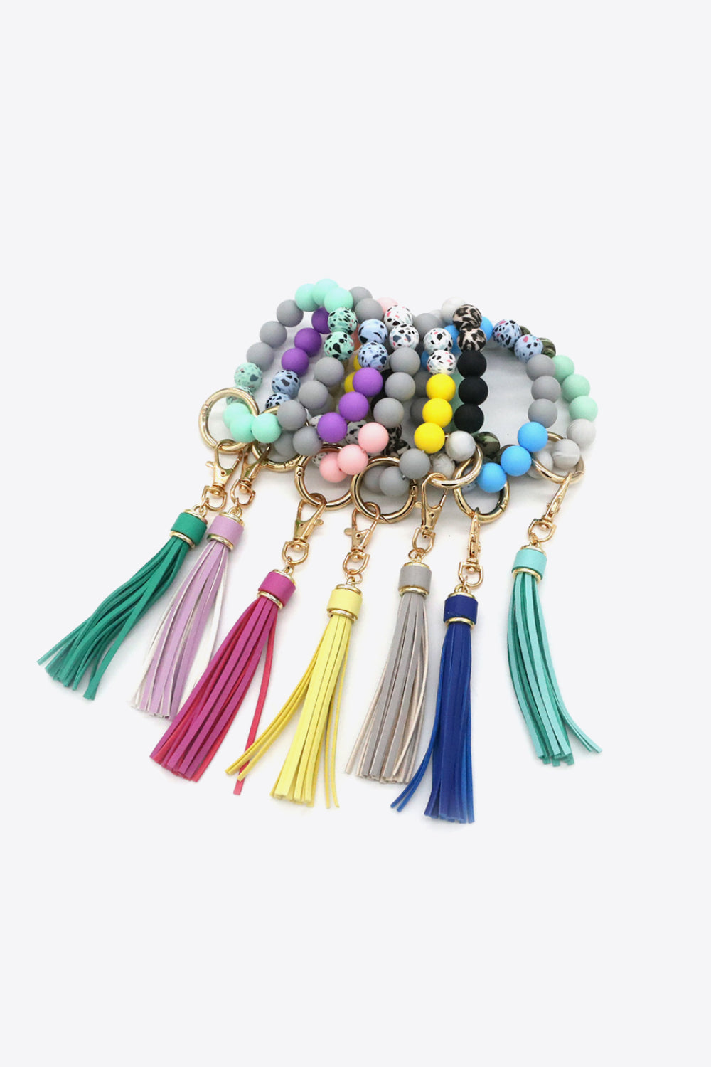 Multicolored Beaded Fringe Keychain