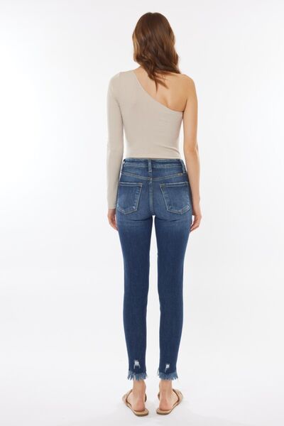 Kancan Raw Hem High Rise Cropped Jeans