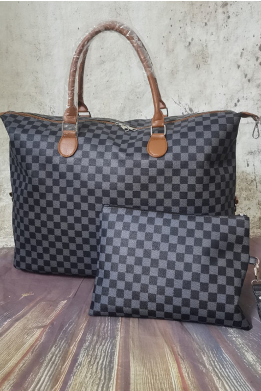 Designer Envy Checkered Two Piece Oversized Bag Set