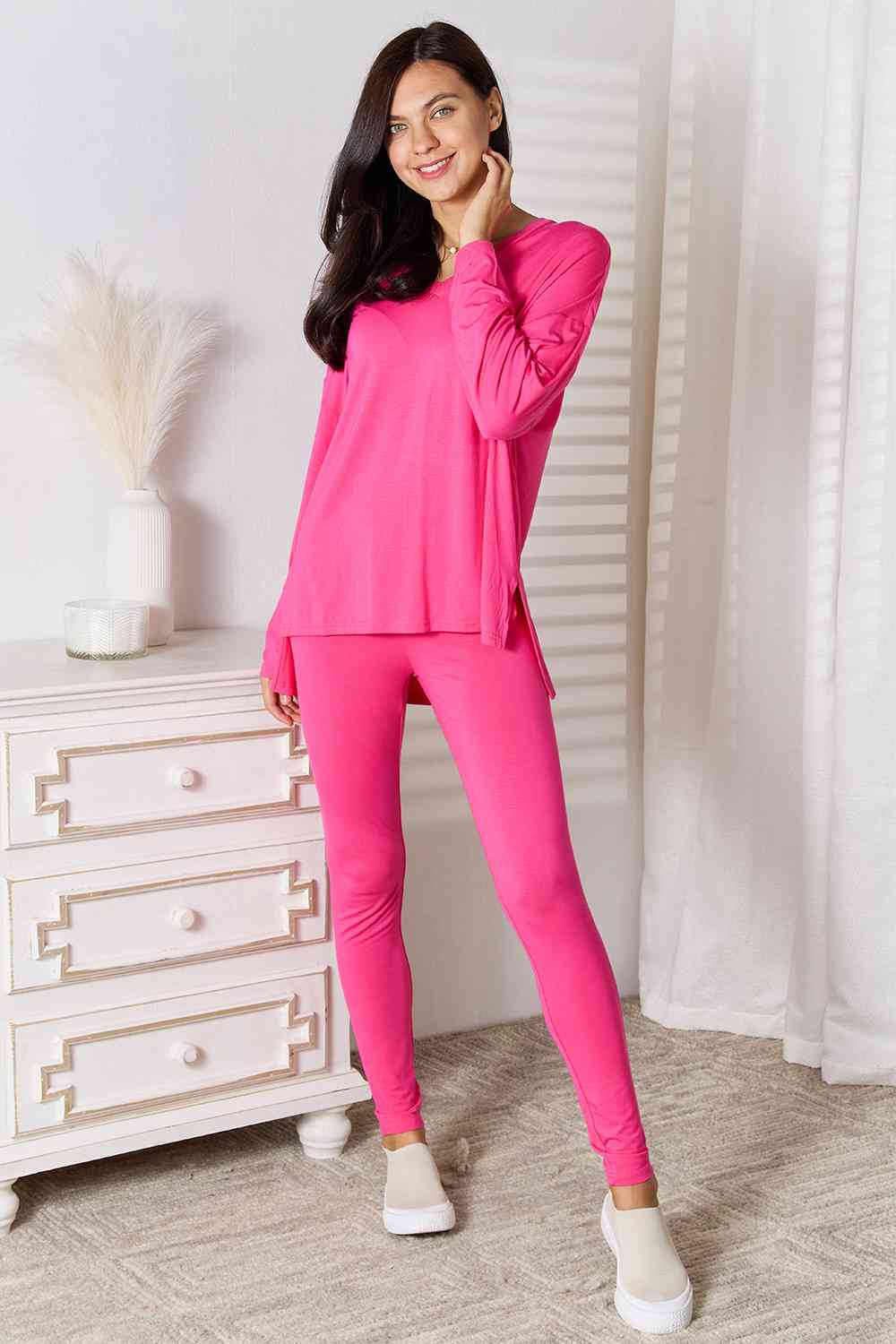 Comfy Loungin V-Neck Soft Long Sleeve Top and Pants Set