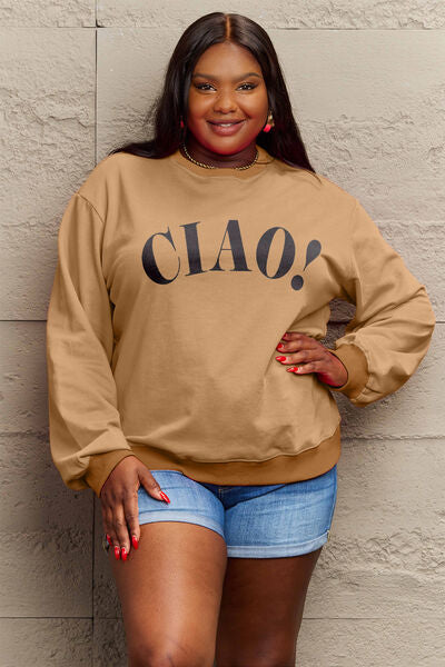 Simply Love CIAO！Round Neck Sweatshirt