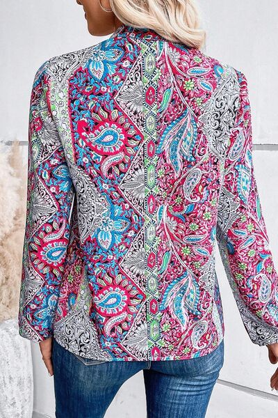 Printed Notched Long Sleeve Shirt