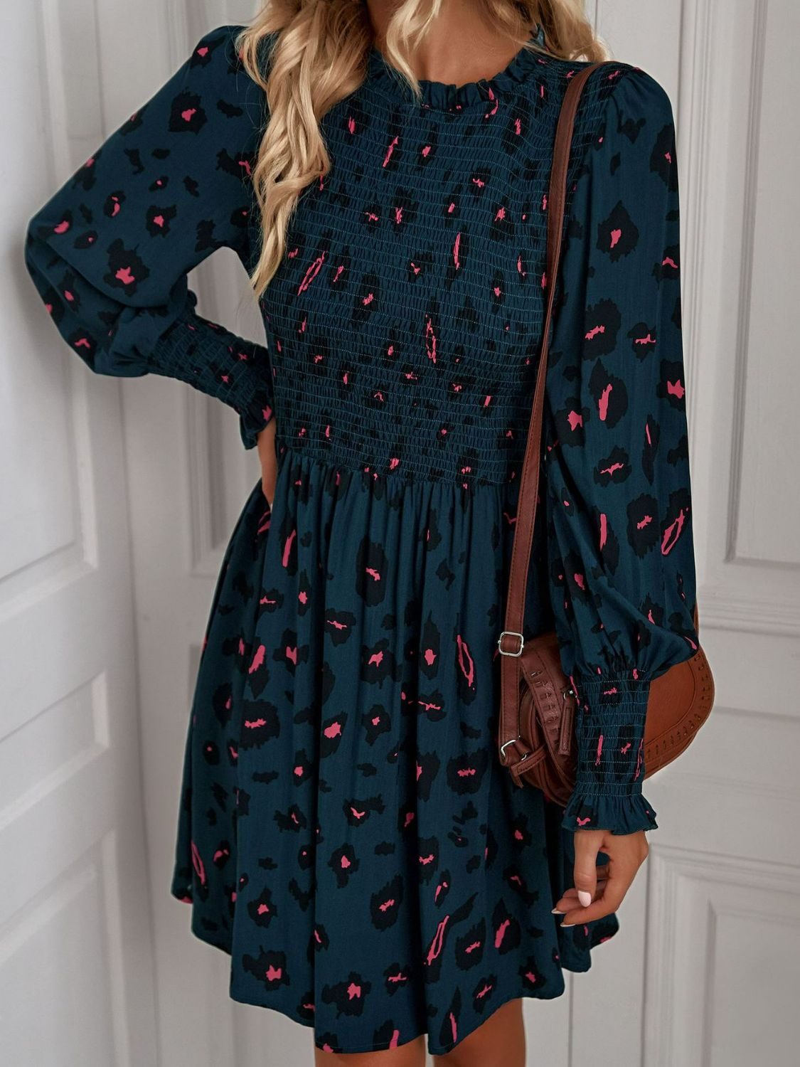 Smocked Puff Sleeve Dress