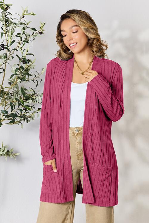 Basic Babe It has Pockets Ribbed Open Front Cardigan