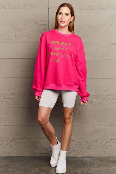 Simply Love New Years COUNTDOWNS CHAMPAGNE RESOLUTIONS & CHEER Round Neck Sweatshirt