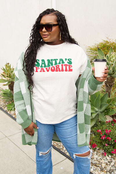 Simply Love SANTA'S FAVORITE Round Neck Graphic T-Shirt