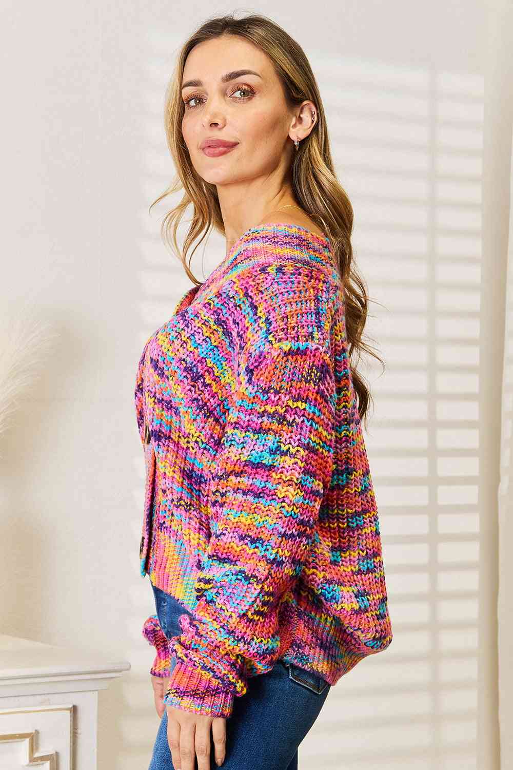 Rainbow Vibes Woven Long Sleeve Cardigan - RTS