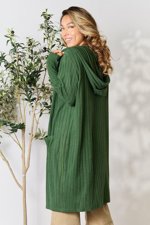 Cozy Babe Ribbed Open Front Long Sleeve Cardigan