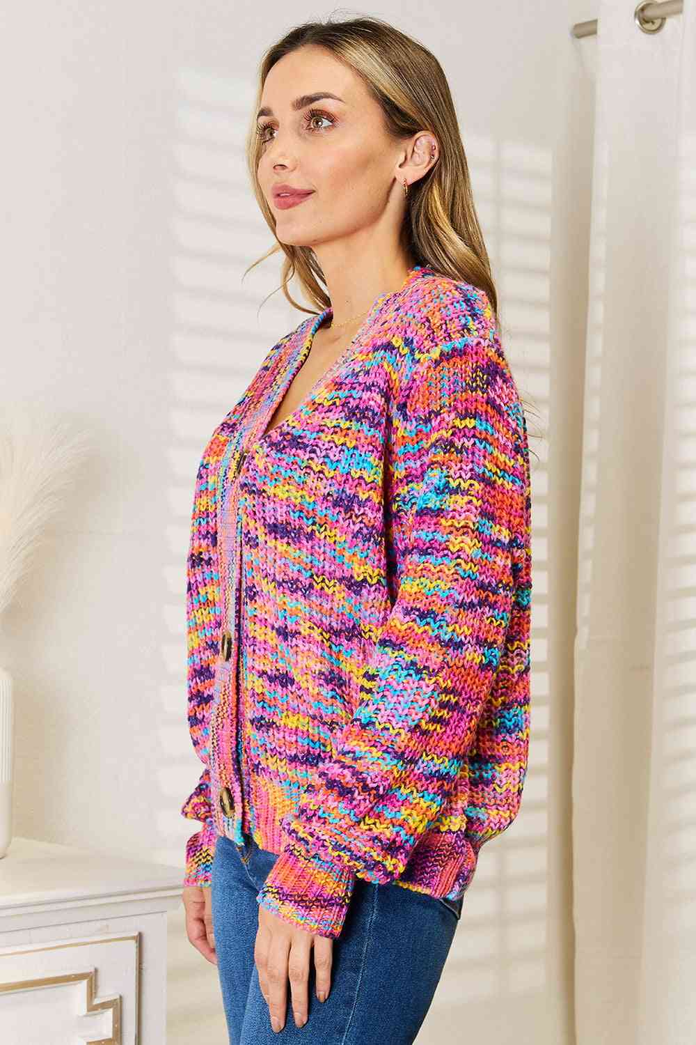 Rainbow Vibes Woven Long Sleeve Cardigan - RTS