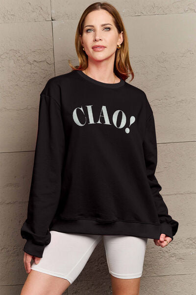 Simply Love CIAO！Round Neck Sweatshirt