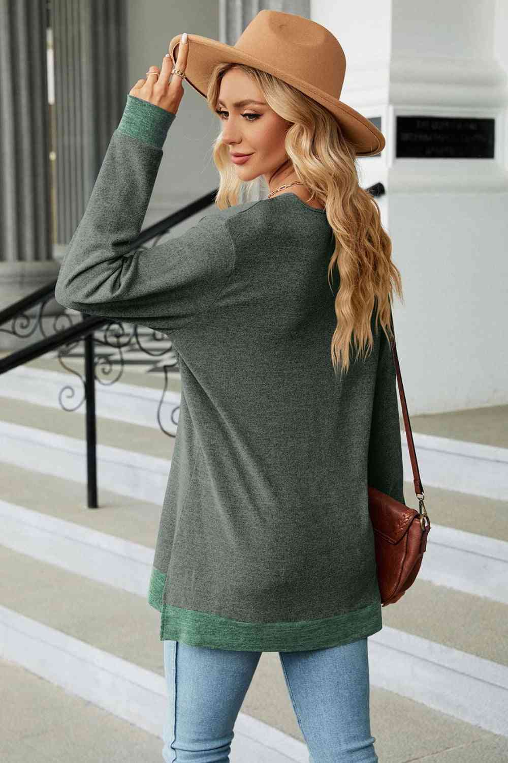 V-Neck Long Sleeve T-Shirt