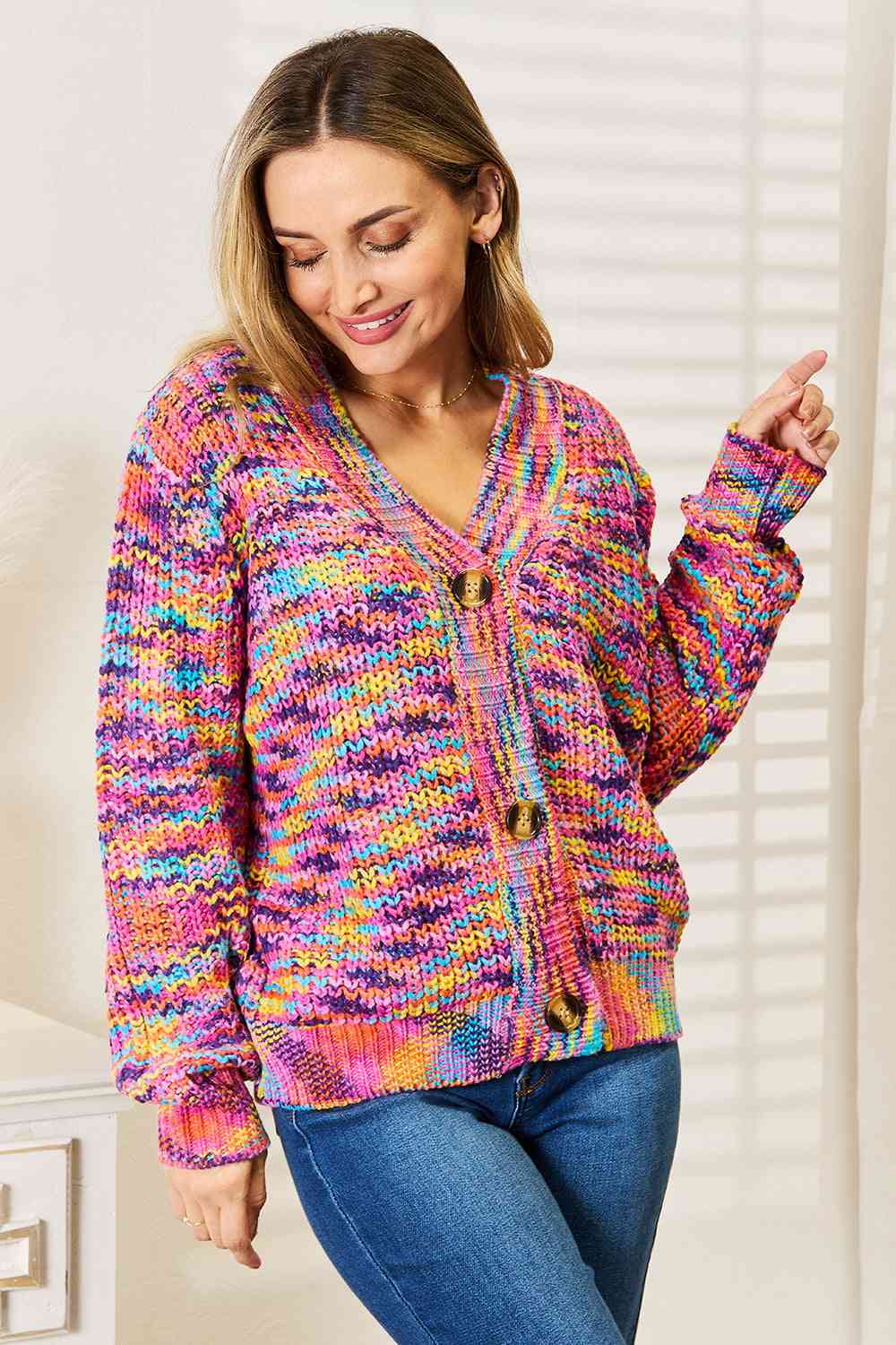 Rainbow Vibes Woven Long Sleeve Cardigan - RTS