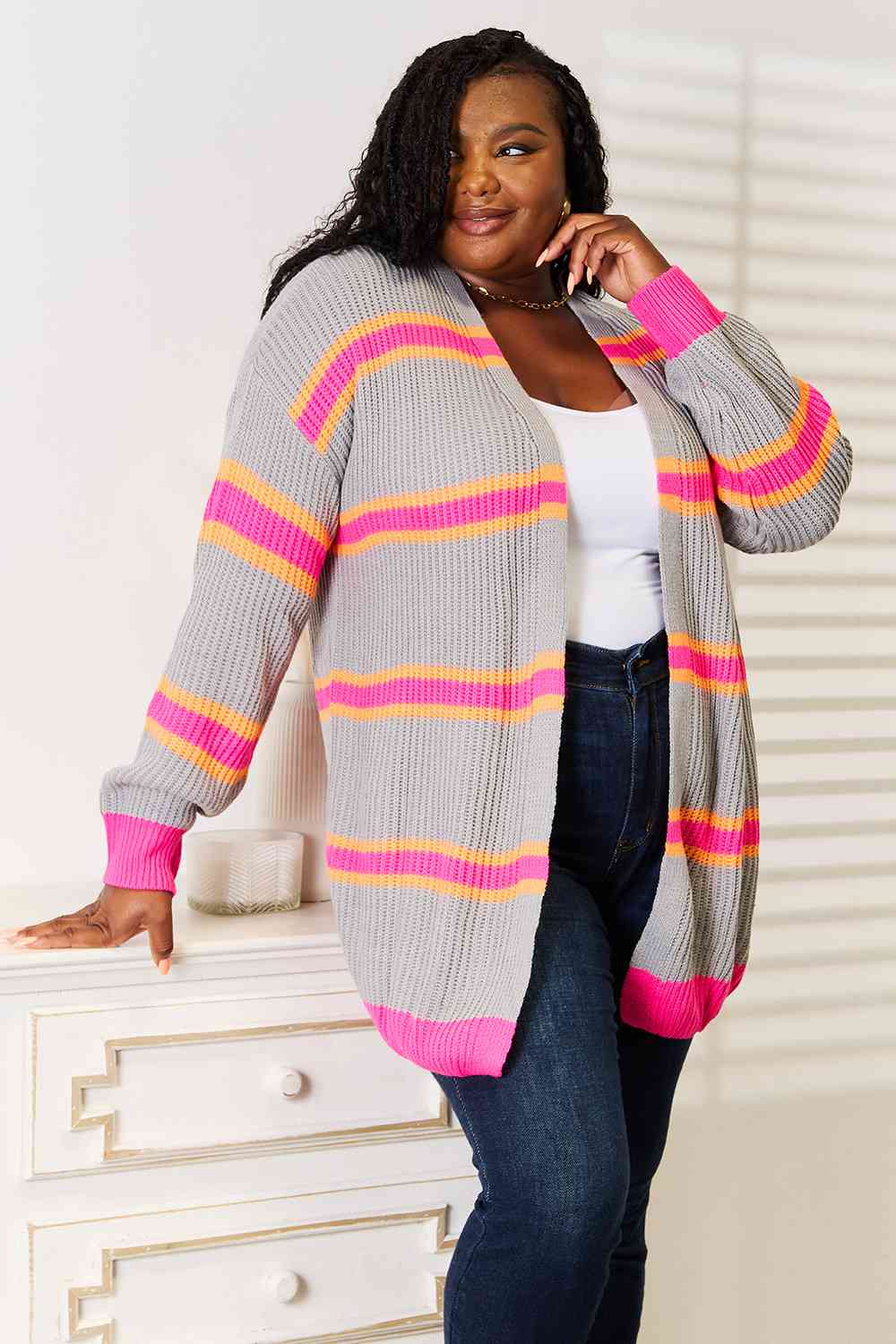 Colorpop Ribbed Long Sleeve Cardigan - RTS