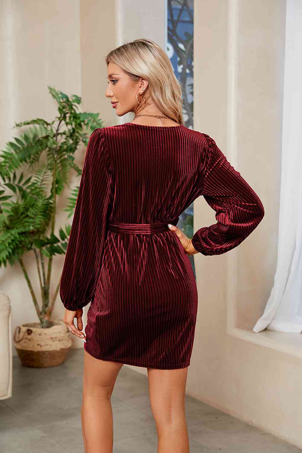 Passion In Me Ribbed Tie Front Mini Dress