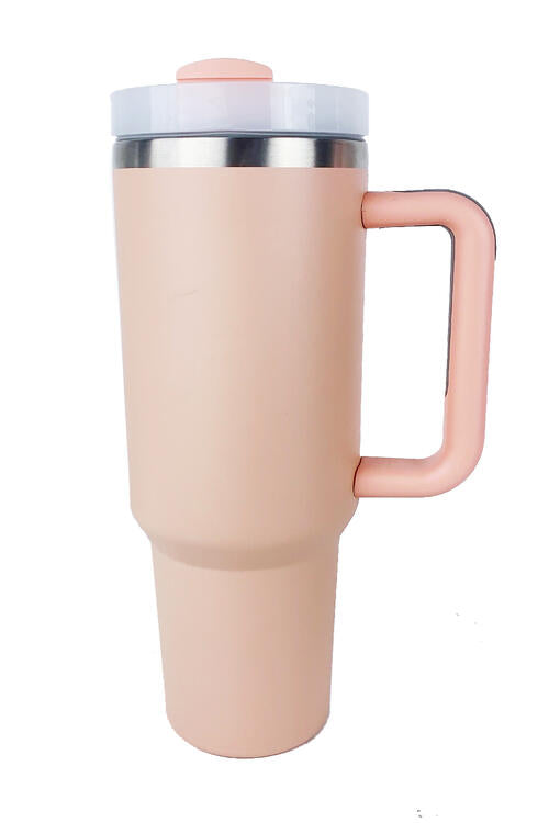 Stainless Steel Tumbler with Upgraded Handle and Straw