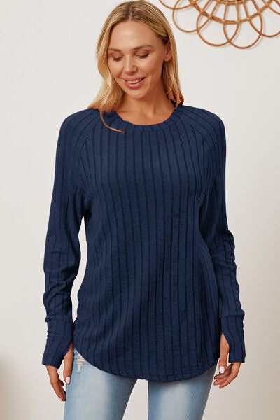 Basic Babe Full Size Ribbed Thumbhole Sleeve T-Shirt