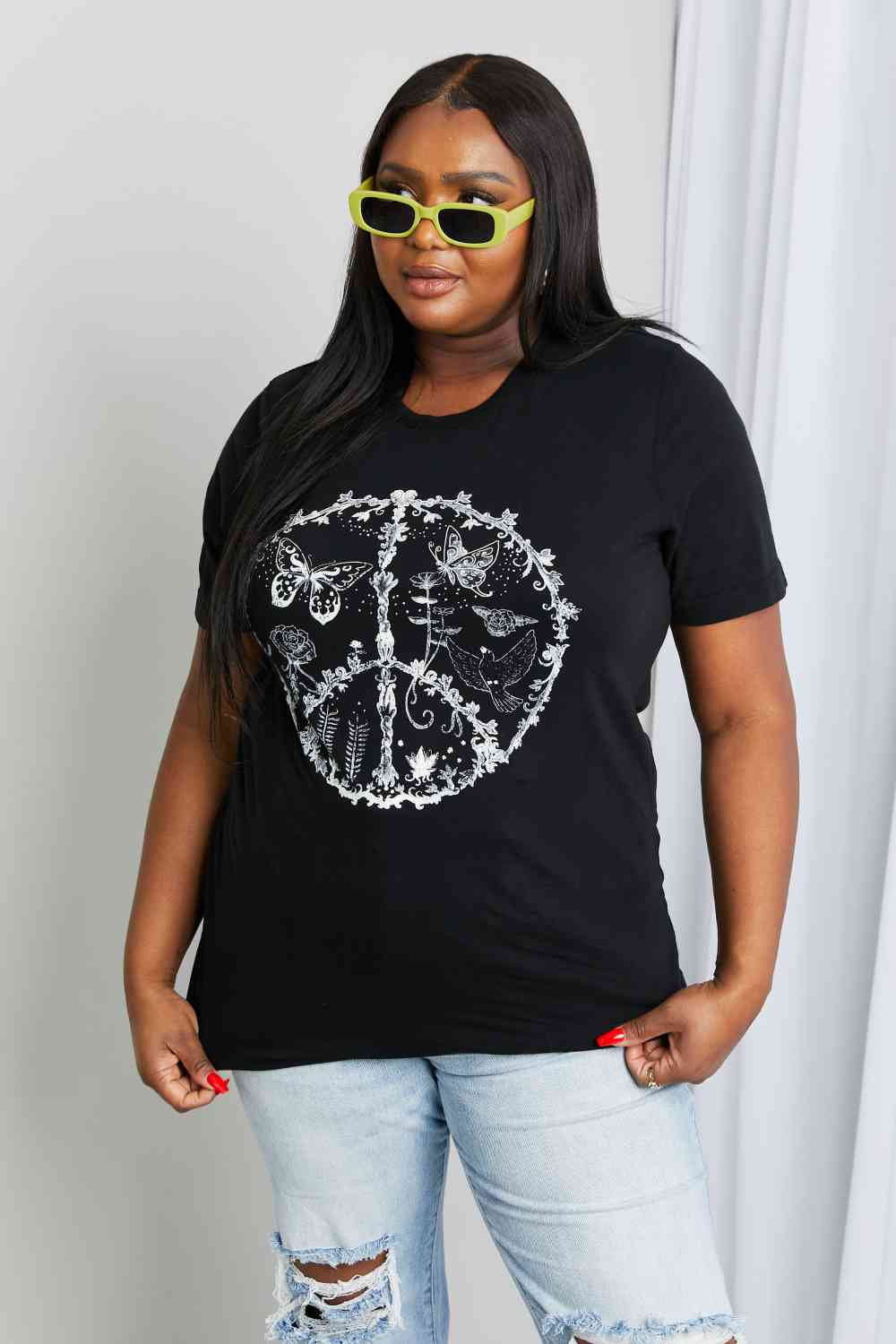 mineB Butterfly Peace Graphic Tee Shirt