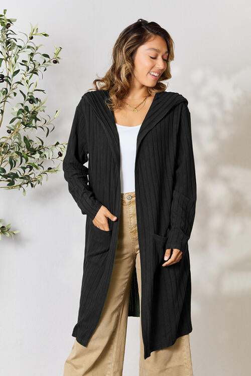 Cozy Babe Ribbed Open Front Long Sleeve Cardigan