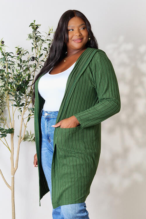 Cozy Babe Ribbed Open Front Long Sleeve Cardigan