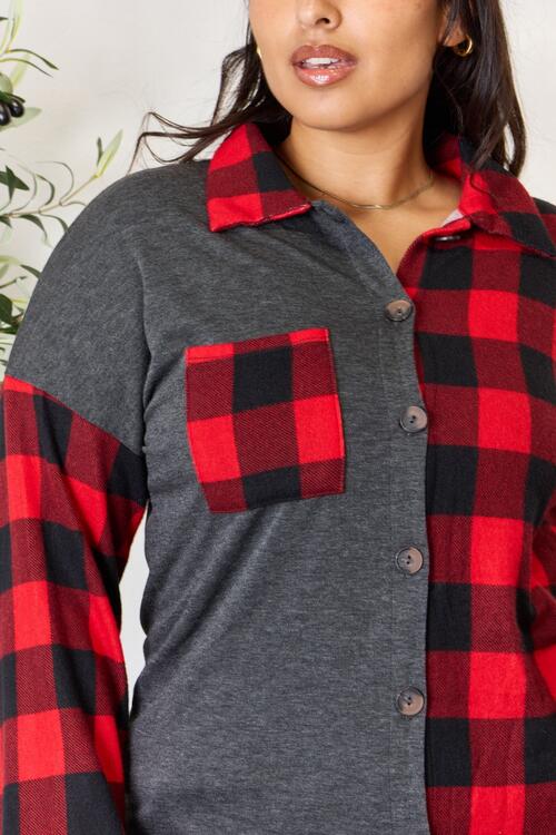 Heimish Full Size Plaid Button Down Shacket