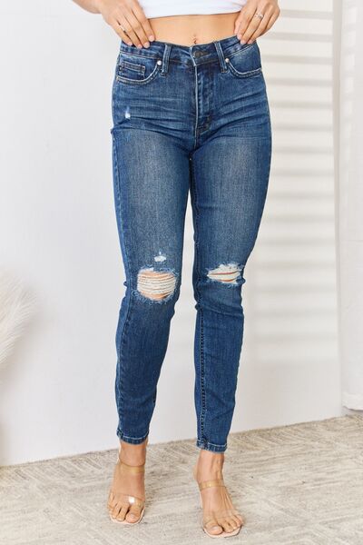 Judy Blue High Rise Distressed Slim Jeans