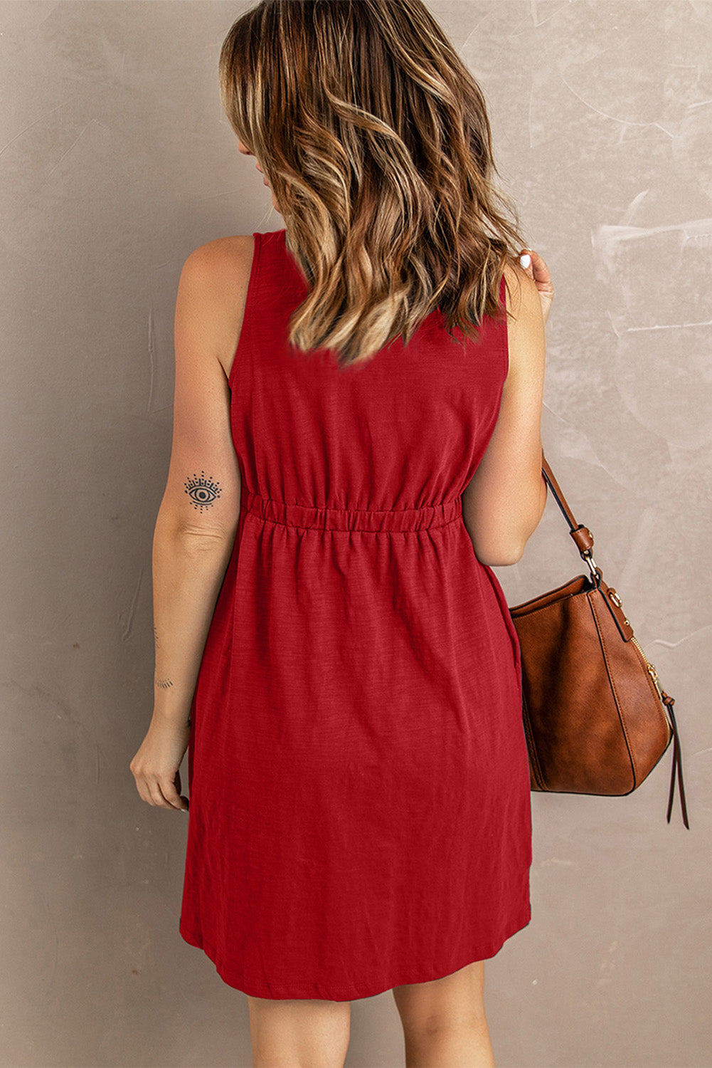 Sleeveless Button Down Mini Dress