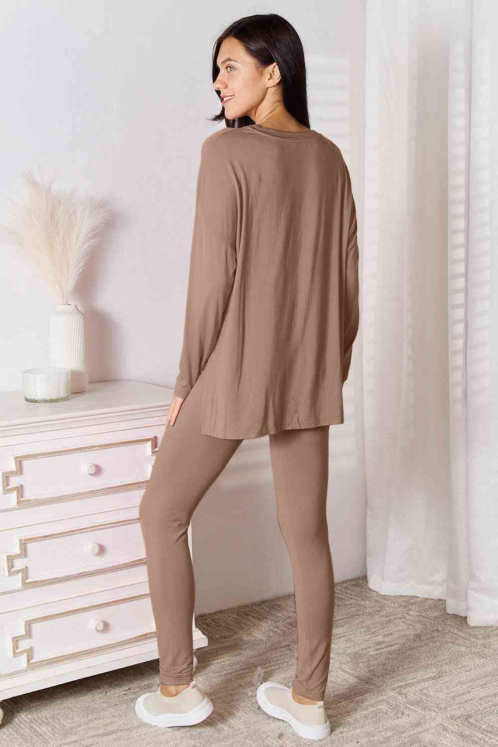 Comfy Loungin V-Neck Soft Long Sleeve Top and Pants Set