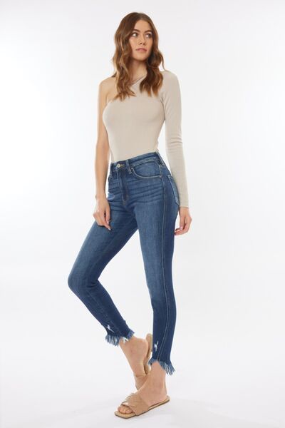 Kancan Raw Hem High Rise Cropped Jeans