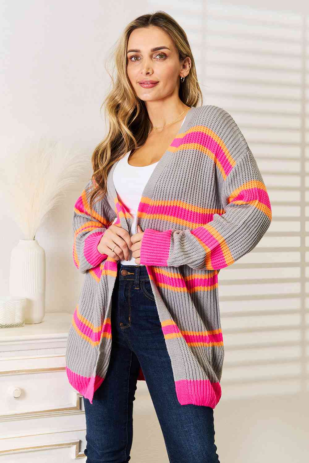 Colorpop Ribbed Long Sleeve Cardigan - RTS