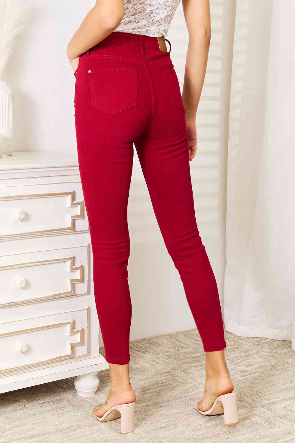 Judy Blue Red High Waist Tummy Control Skinny Jeans