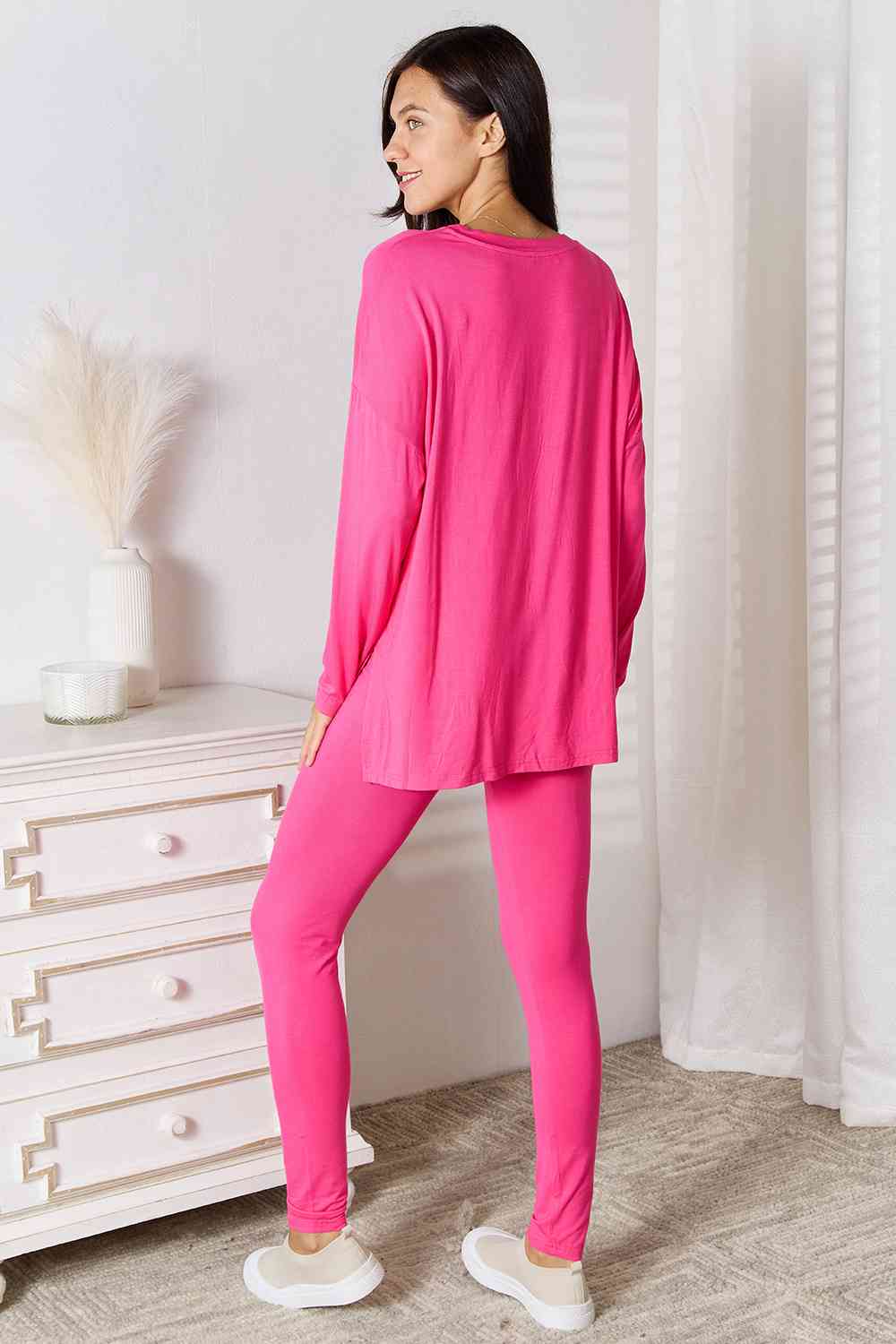 Comfy Loungin V-Neck Soft Long Sleeve Top and Pants Set