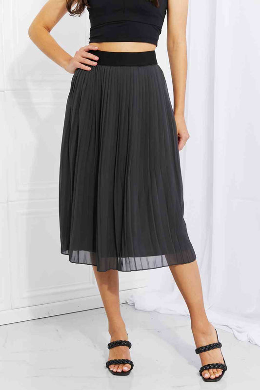 Zenana Full Size Romantic At Heart Pleated Chiffon Midi Skirt