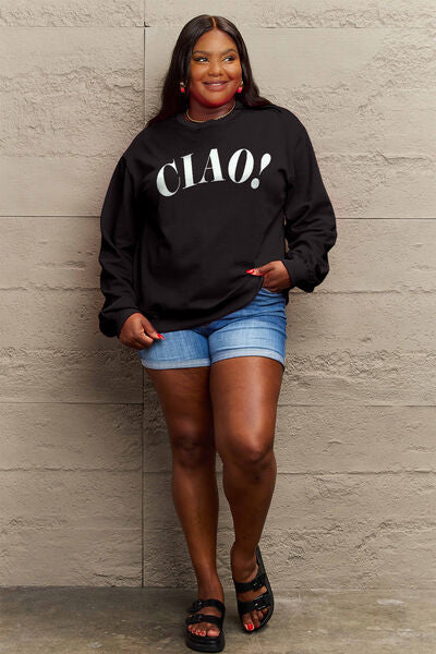 Simply Love CIAO！Round Neck Sweatshirt