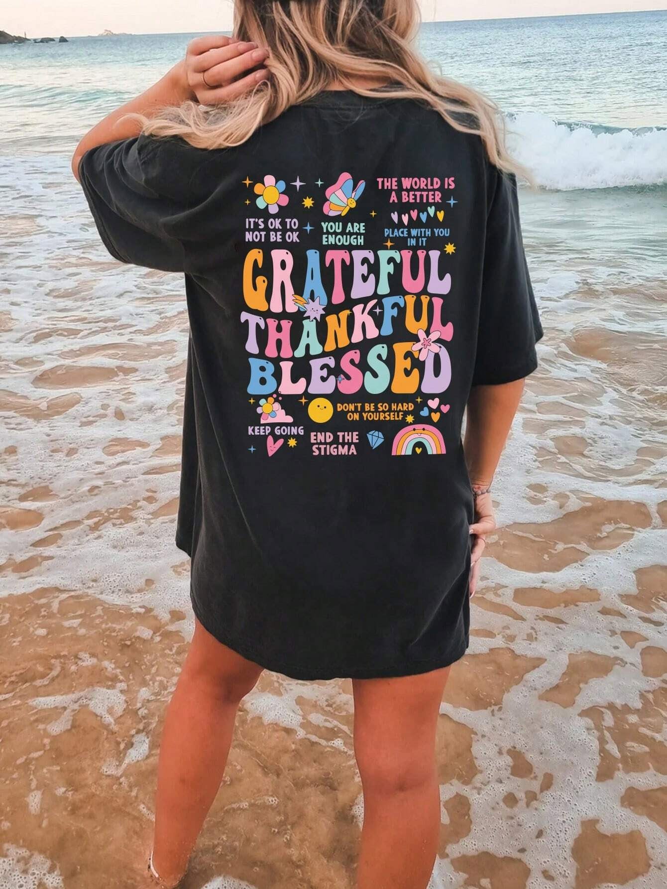 Grateful Graphic Oversized Short Sleeve T-Shirt